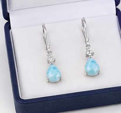 Elegant Larimar Drop Earrings – Sterling Silver Jewelry