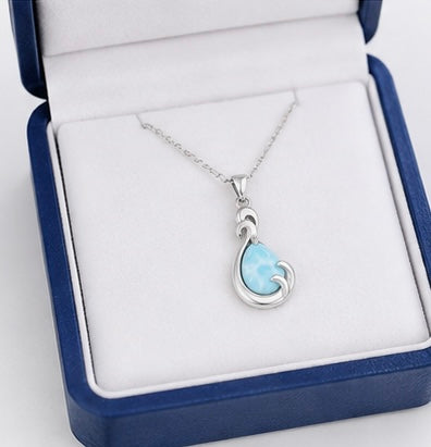 Elegant Larimar Pendant Necklace – Sterling Silver Caribbean Dominican Jewelry