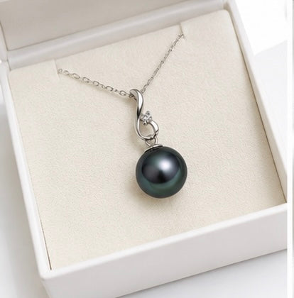 Elegant 9mm Tahitian Black Pearl Pendant – Sterling Silver Jewelry