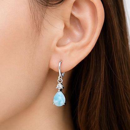 Elegant Larimar Drop Earrings – Sterling Silver Jewelry