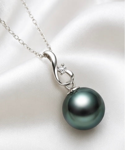 Elegant 9mm Tahitian Black Pearl Pendant – Sterling Silver Jewelry