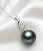 Elegant 9mm Tahitian Black Pearl Pendant – Sterling Silver Jewelry
