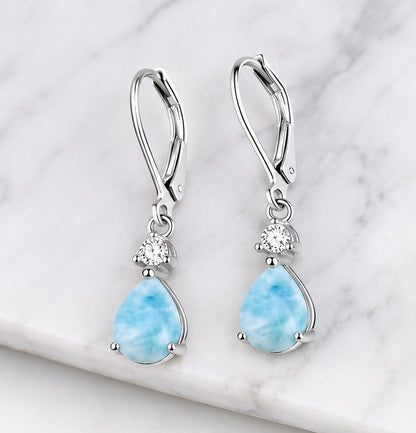 Elegant Larimar Drop Earrings – Sterling Silver Jewelry