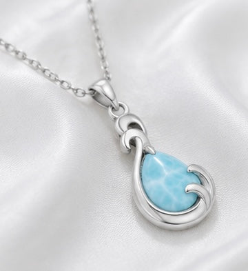 Elegant Larimar Pendant Necklace – Sterling Silver Caribbean Dominican Jewelry